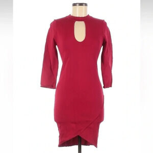 Bebe Pink Fitted Bodycon 3/4 Sleeves Cocktail Party Dress Women’s Size Medium M